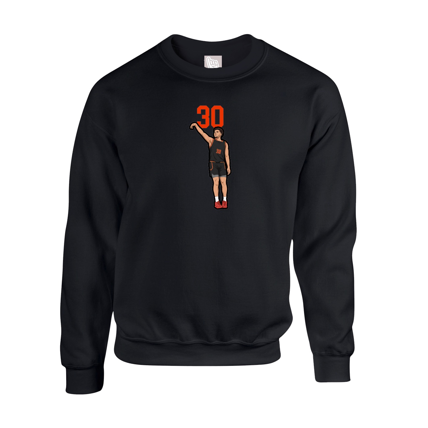 Fleece Crew — Number Top in Black