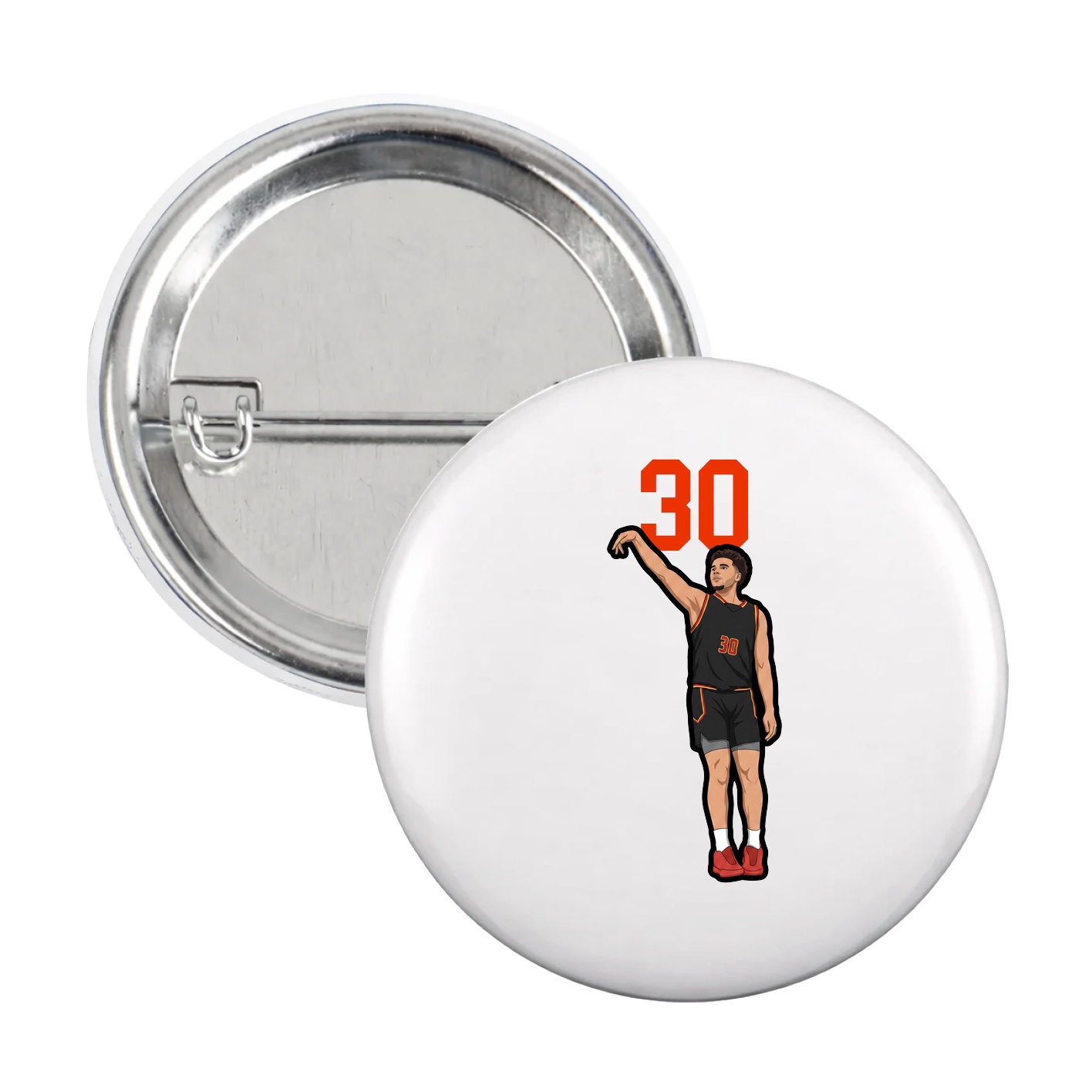 Game Day Button — Number Top in White