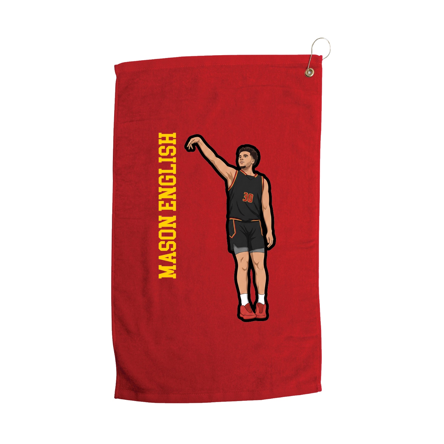 Golf Towel — Name Vertical in Red