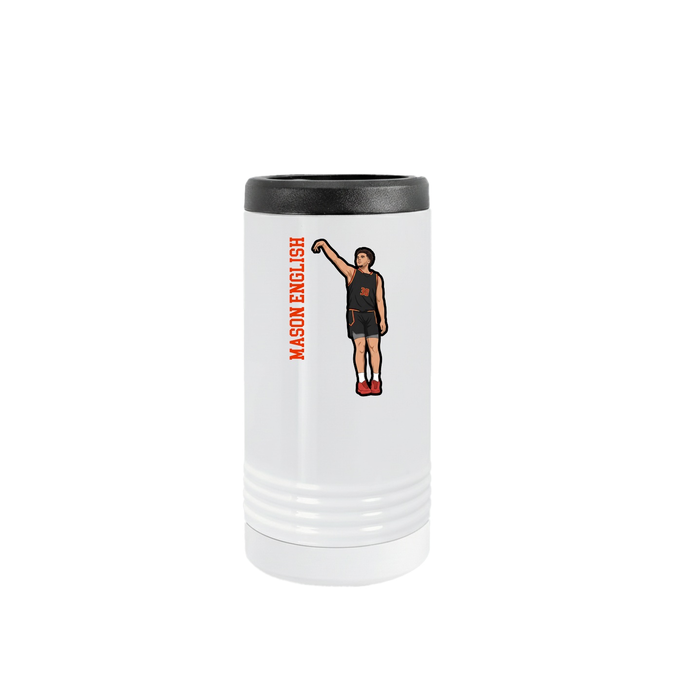 Slim Beverage Holder — Name Vertical in White