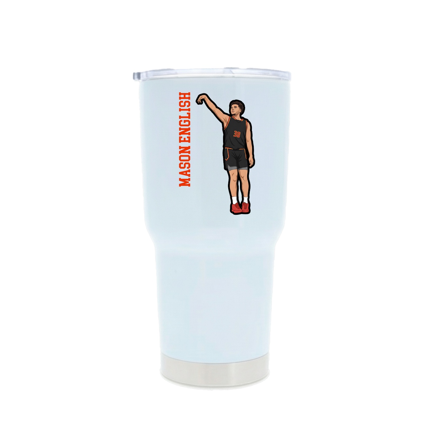 30oz Stainless Steel Tumbler — Name Vertical in White