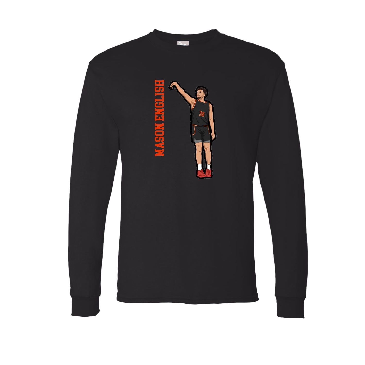 Long Sleeve Tee — Name Vertical in Black