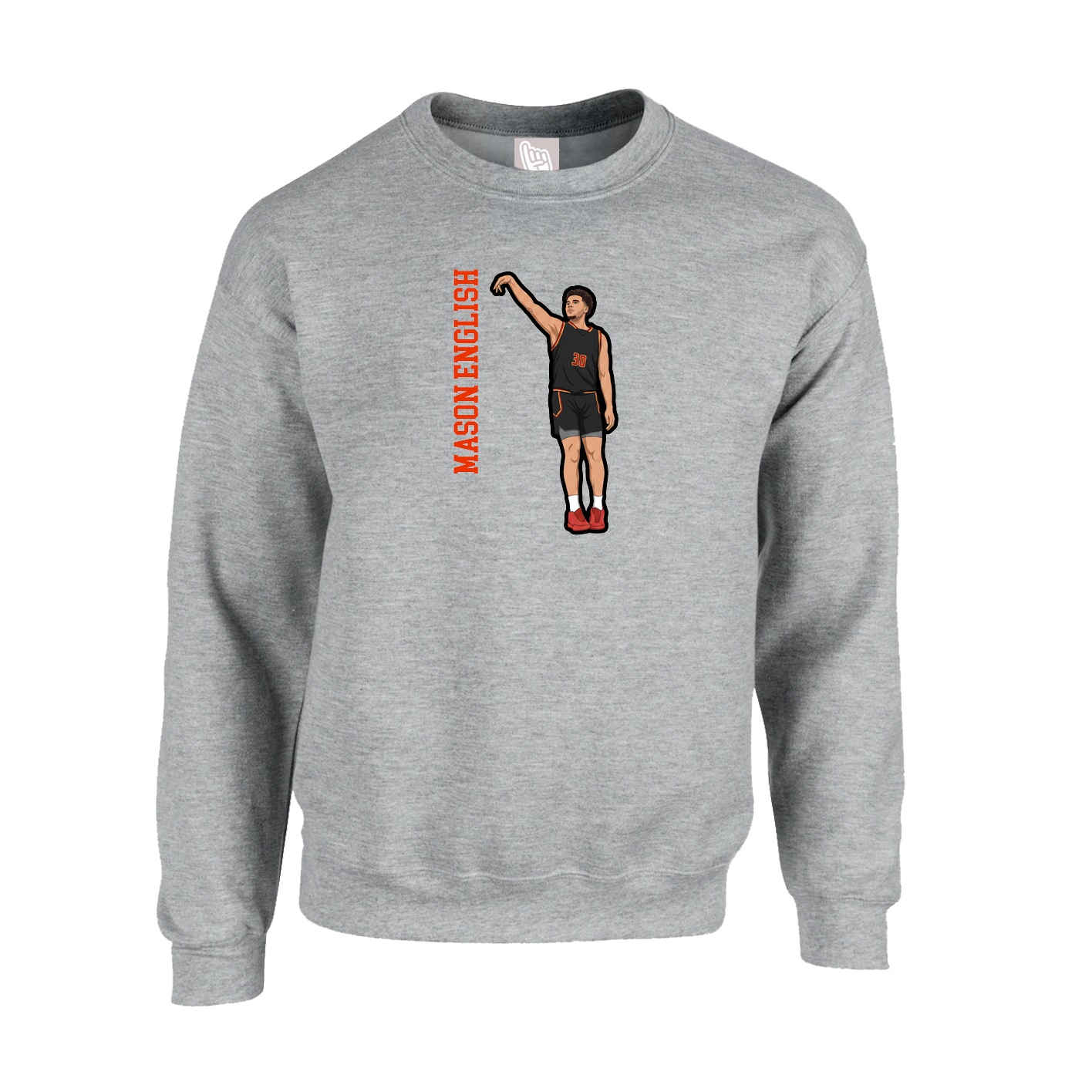 Fleece Crew — Name Vertical in Grey