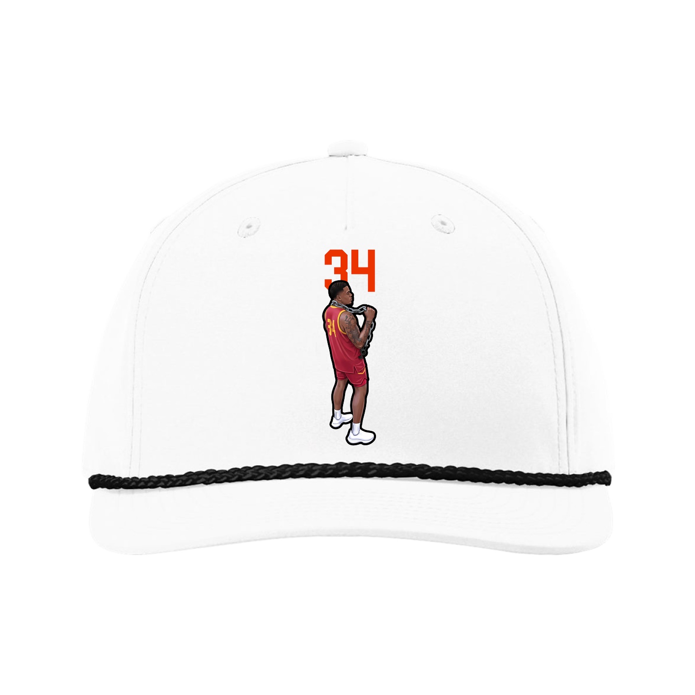 Five-Panel Classic Rope Cap — Number Top in White