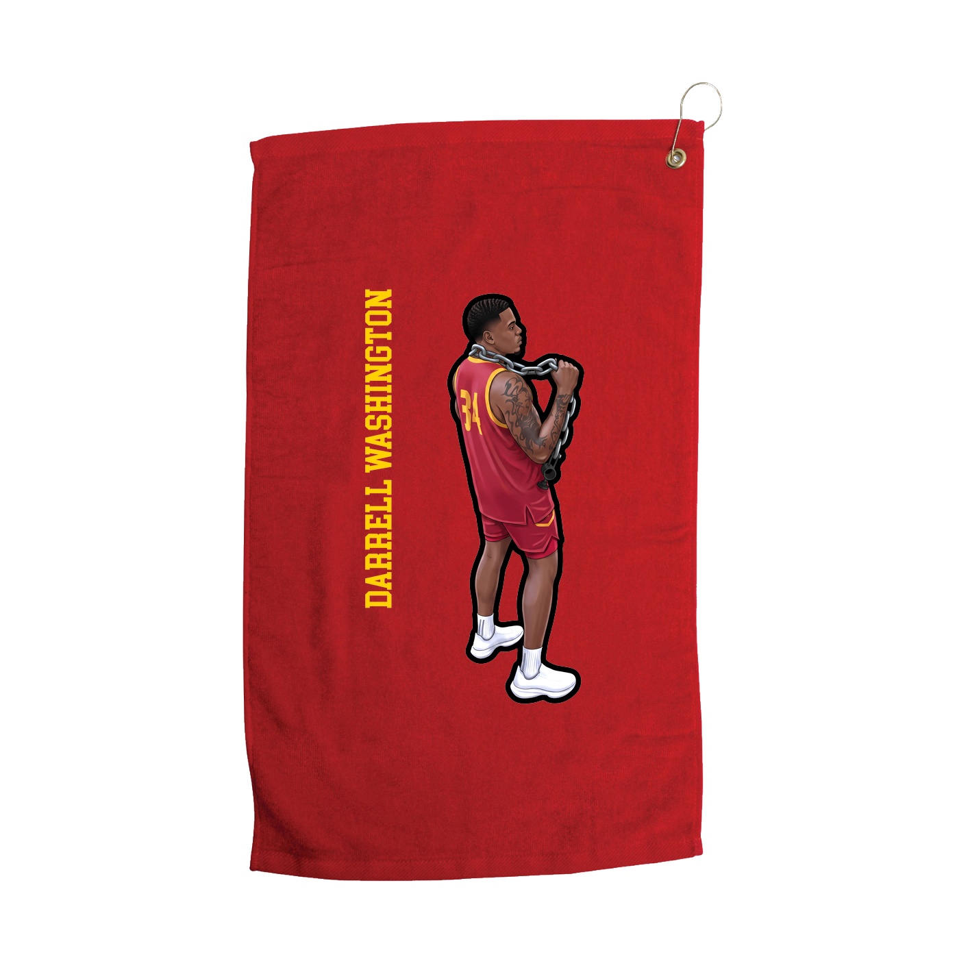 Golf Towel — Name Vertical in Red