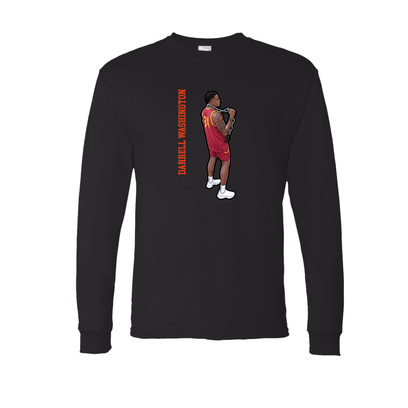 Long Sleeve Tee — Name Vertical in Black