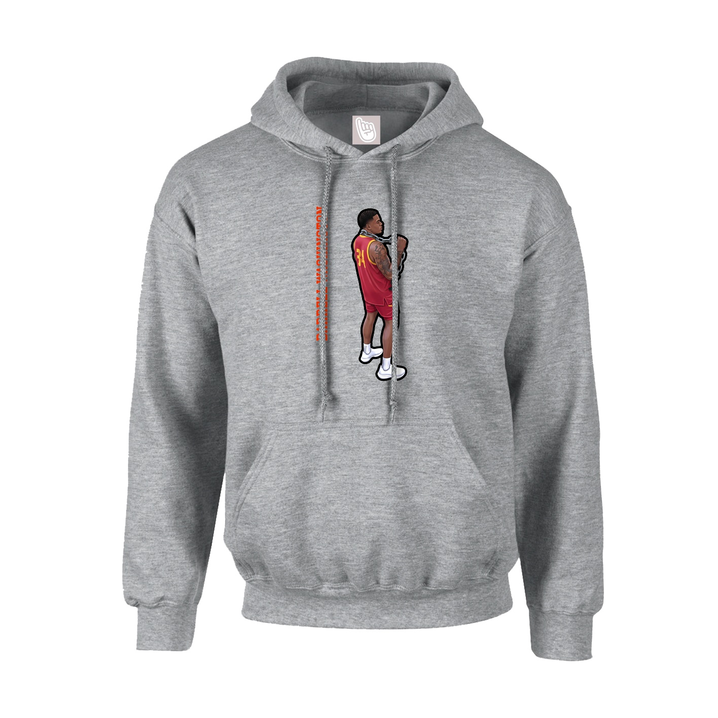 Youth Hoodie — Name Vertical in Grey