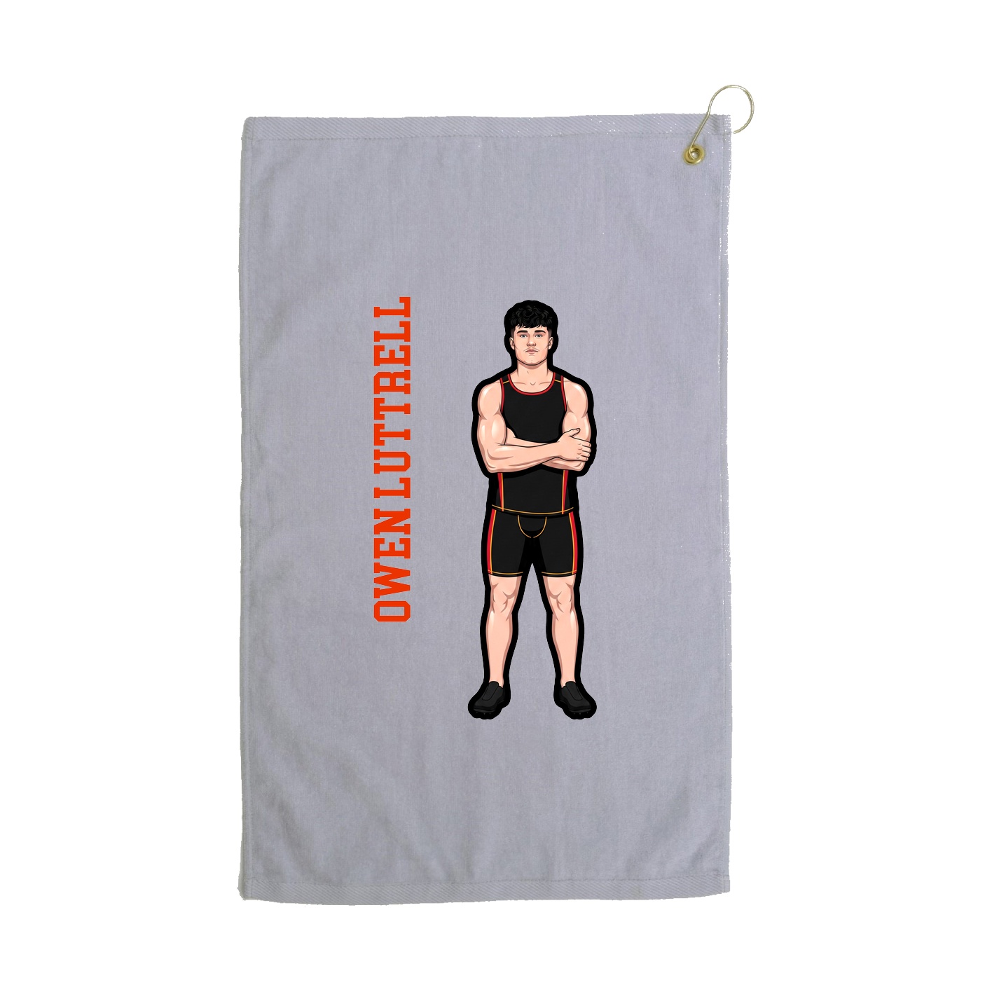 Golf Towel — Name Vertical in Grey