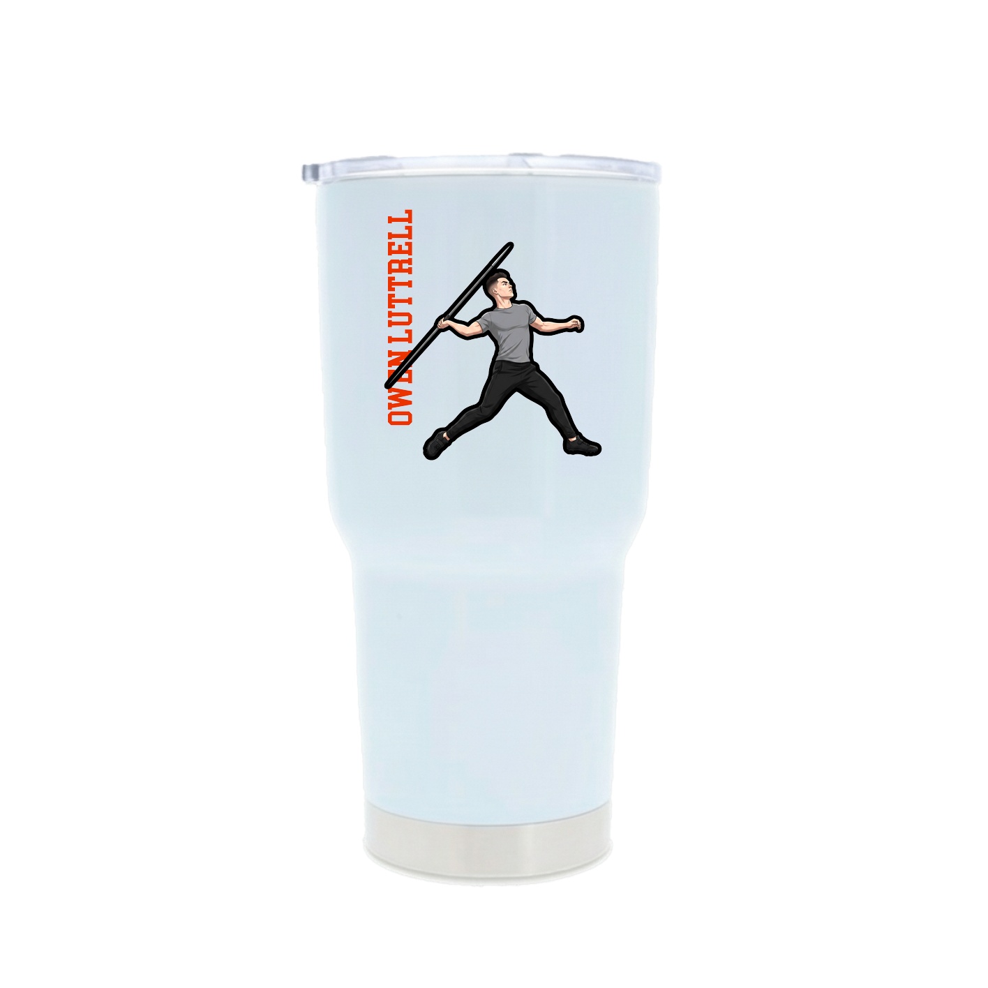 30oz Stainless Steel Tumbler — Name Vertical in White