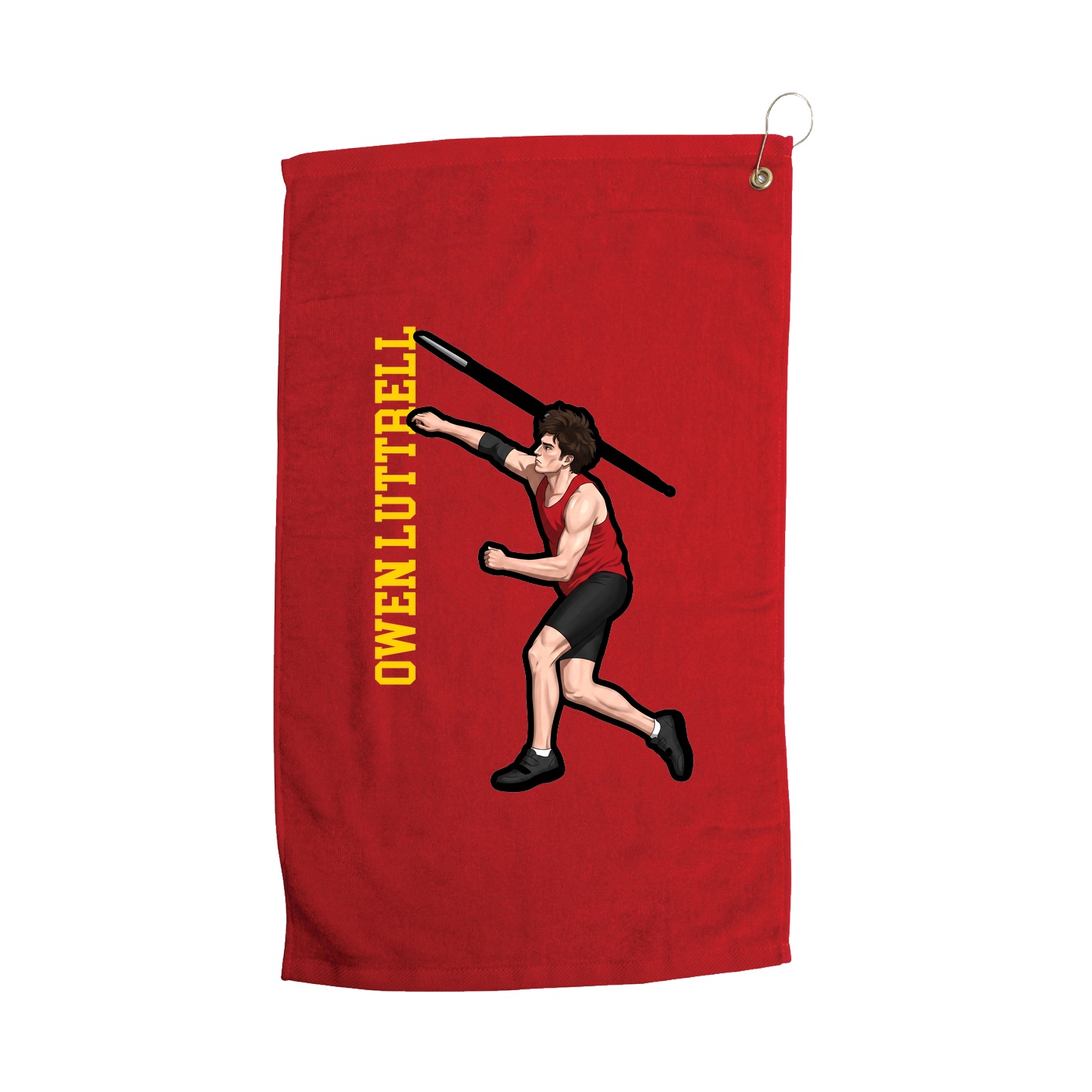 Golf Towel — Name Vertical in Red