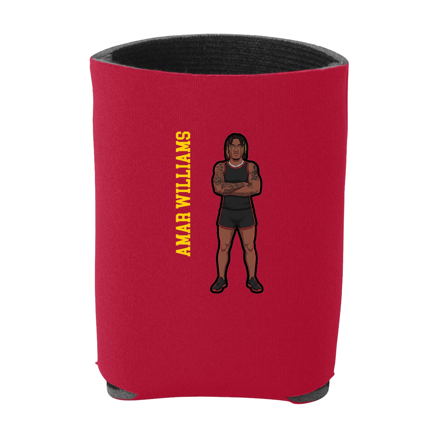 Can Holder — Name Vertical in Red