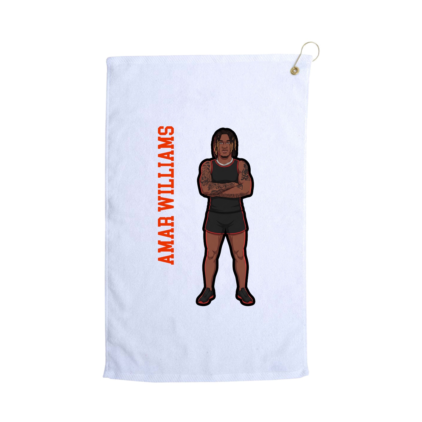 Golf Towel — Name Vertical in White