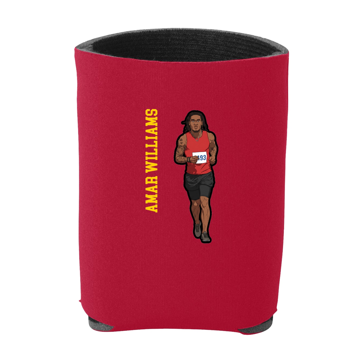 Can Holder — Name Vertical in Red