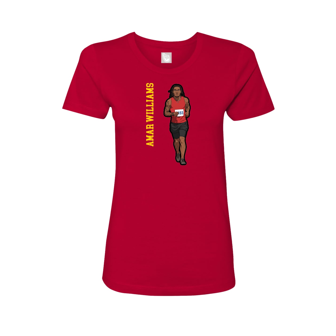 Fitted Women's Tee — Name Vertical in Red