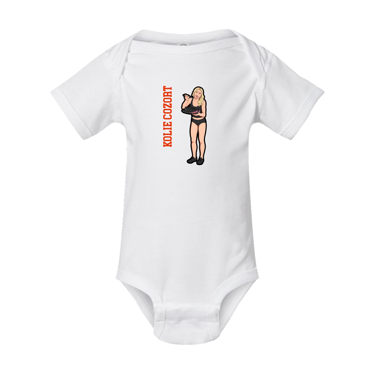 Baby Onesie — Name Vertical in White