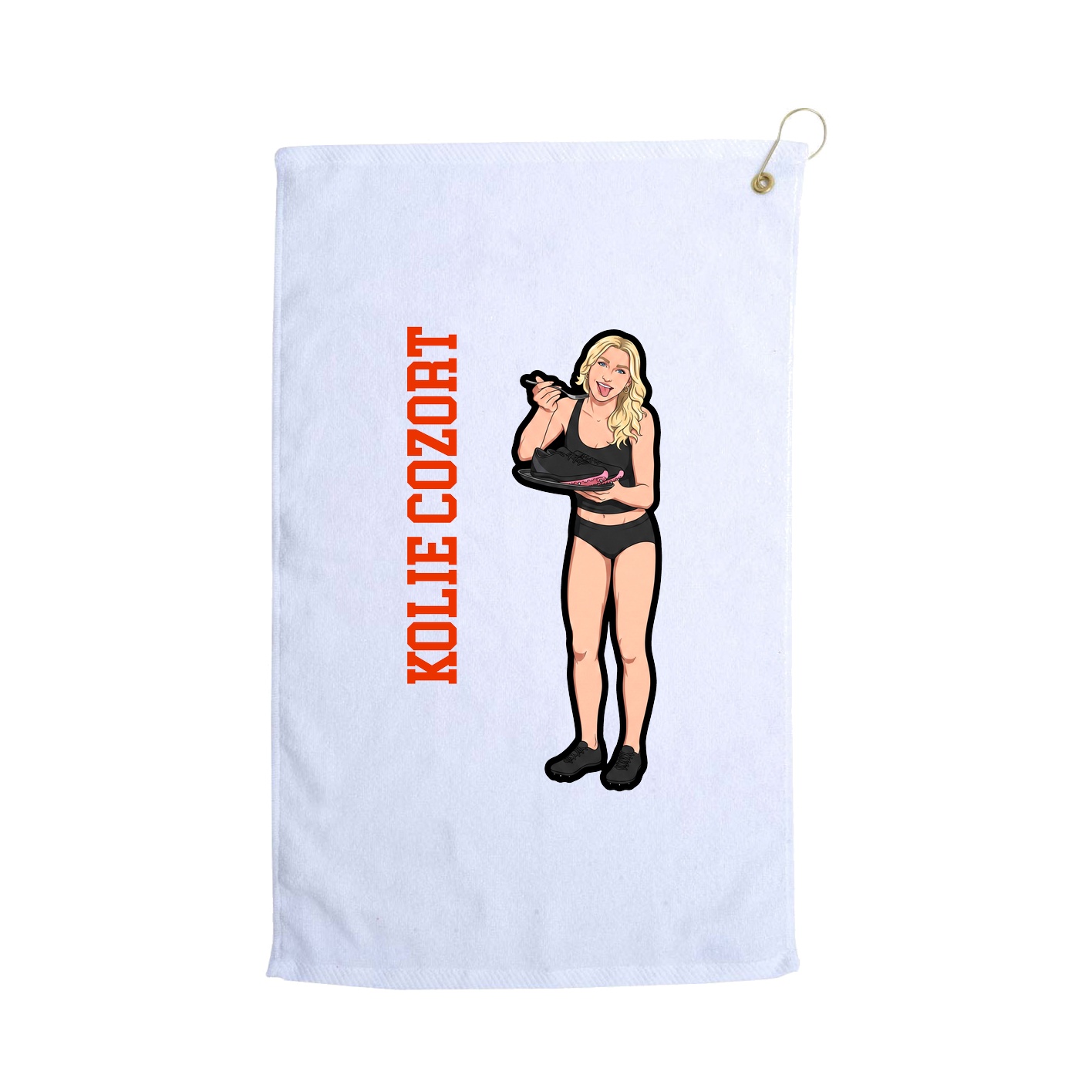 Golf Towel — Name Vertical in White