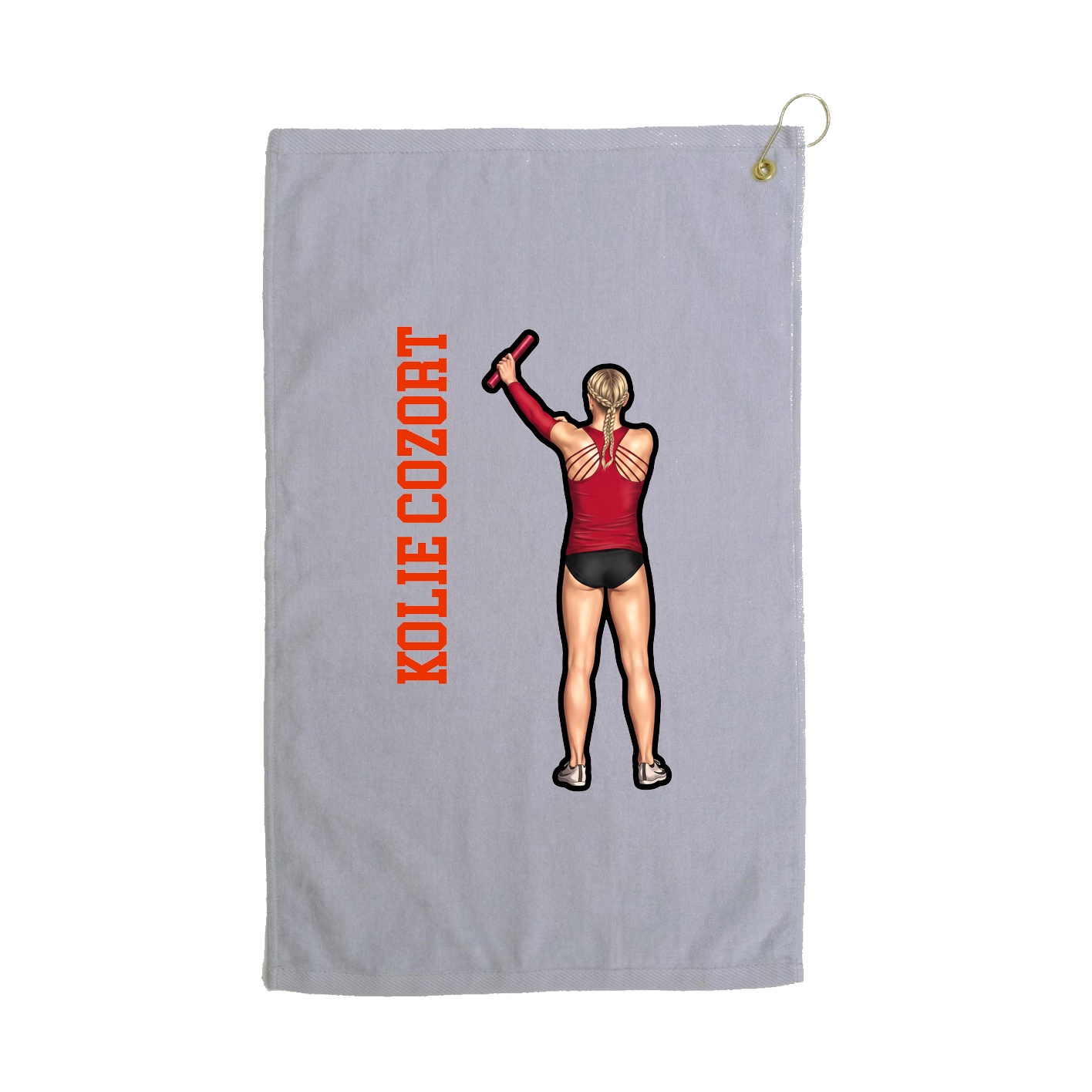 Golf Towel — Name Vertical in Grey