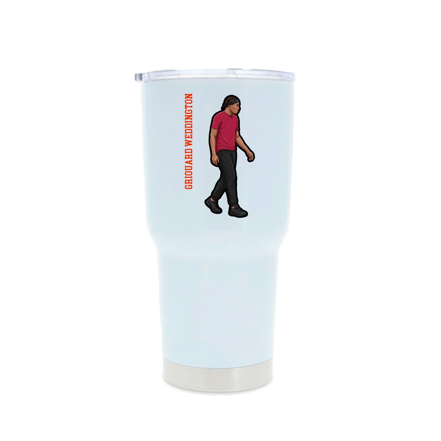 30oz Stainless Steel Tumbler — Name Vertical in White