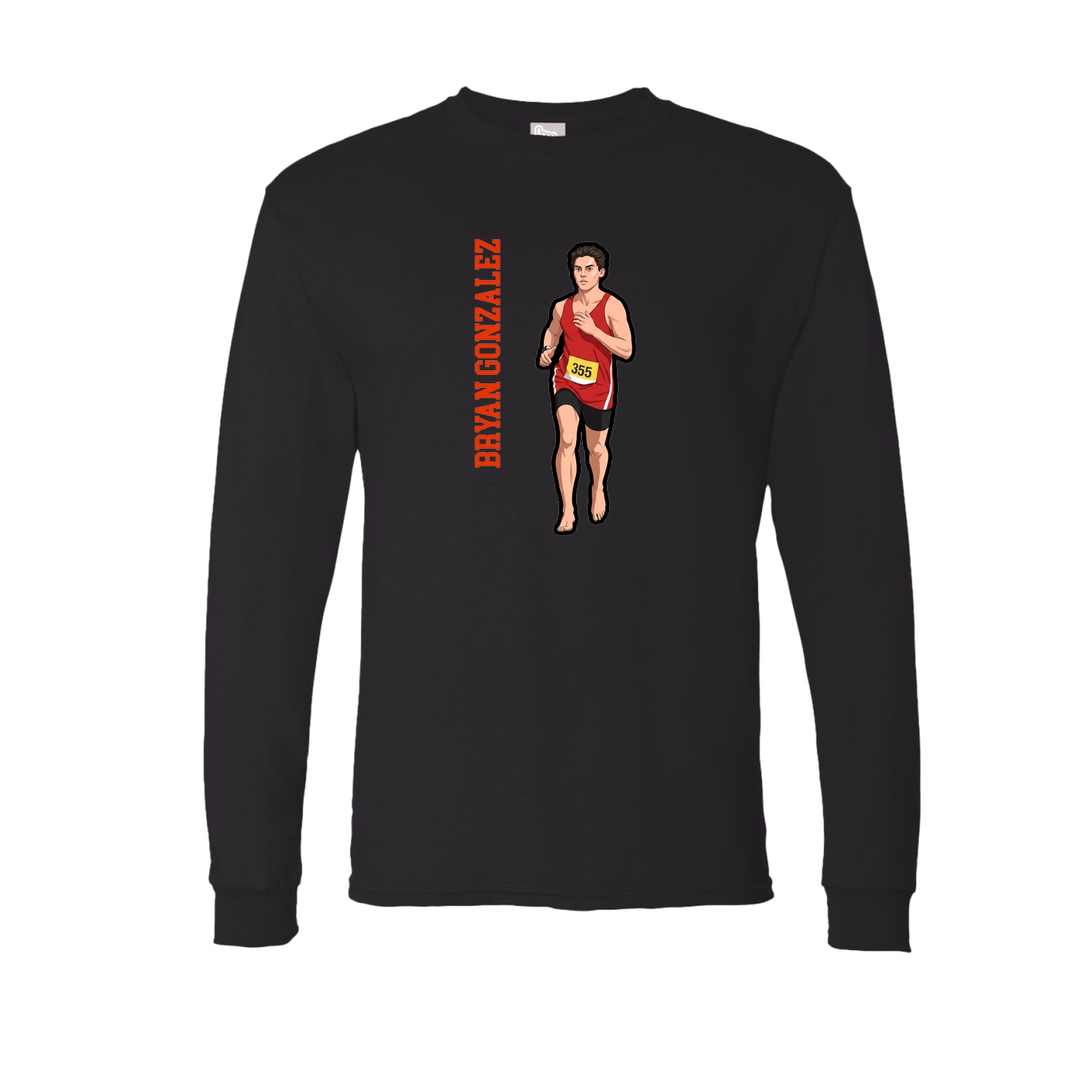 Long Sleeve Tee — Name Vertical in Black