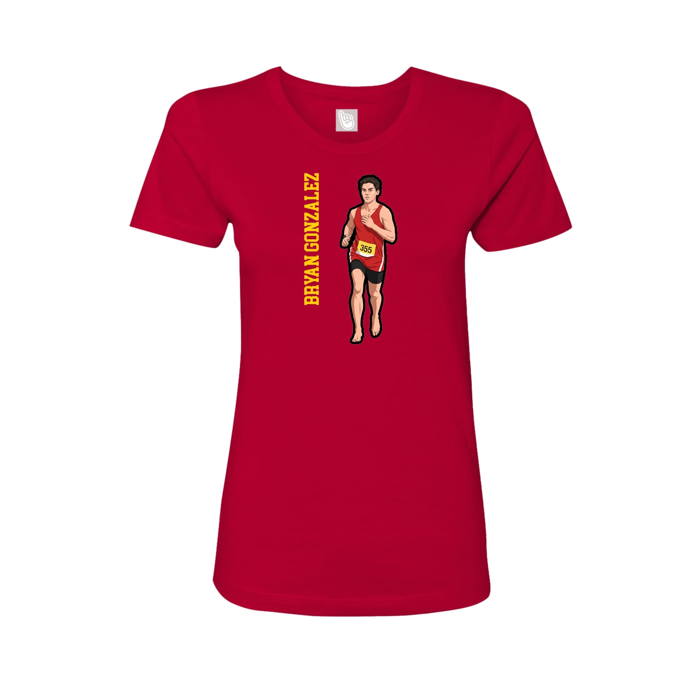 Fitted Women's Tee — Name Vertical in Red
