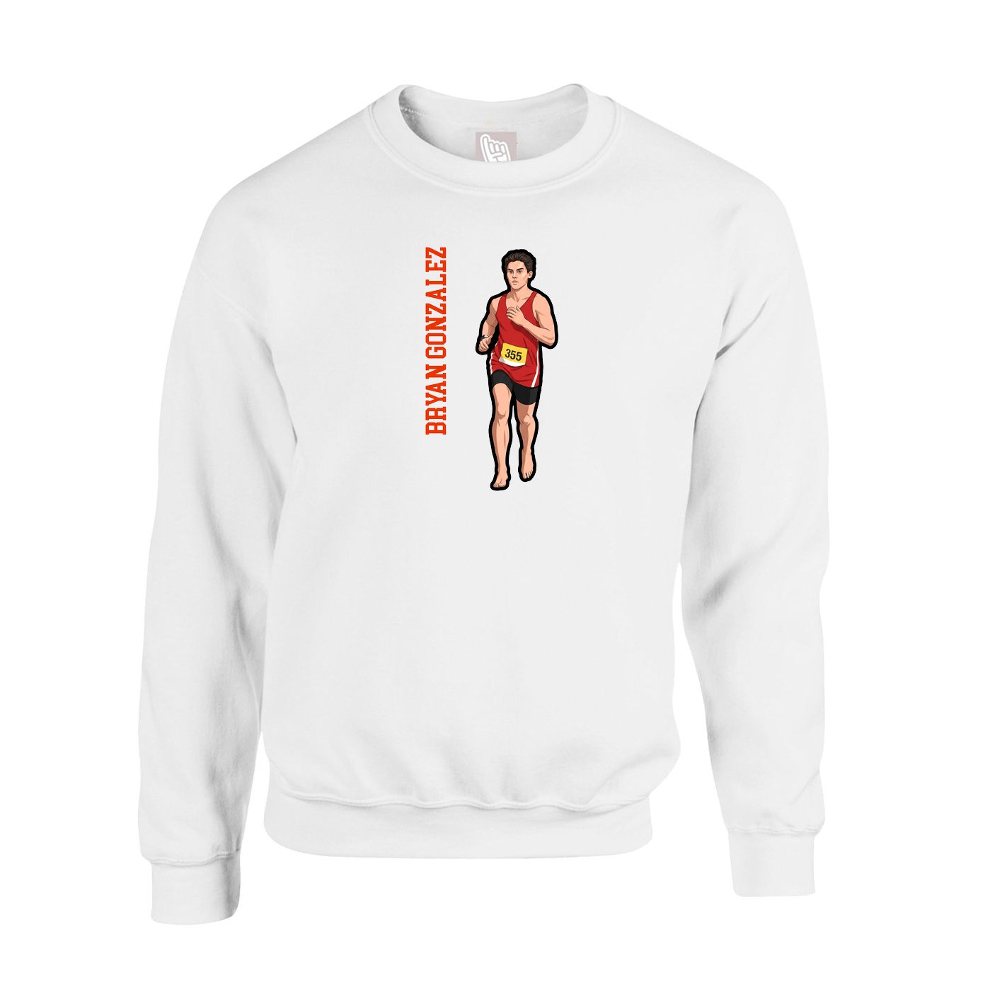 Fleece Crew — Name Vertical in White