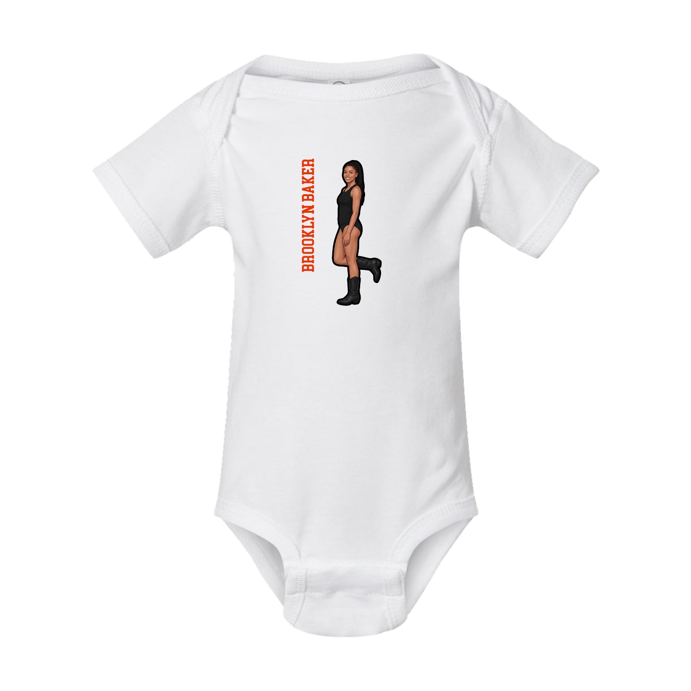 Baby Onesie — Name Vertical in White