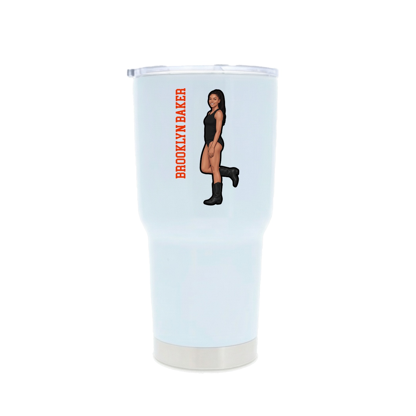 30oz Stainless Steel Tumbler — Name Vertical in White