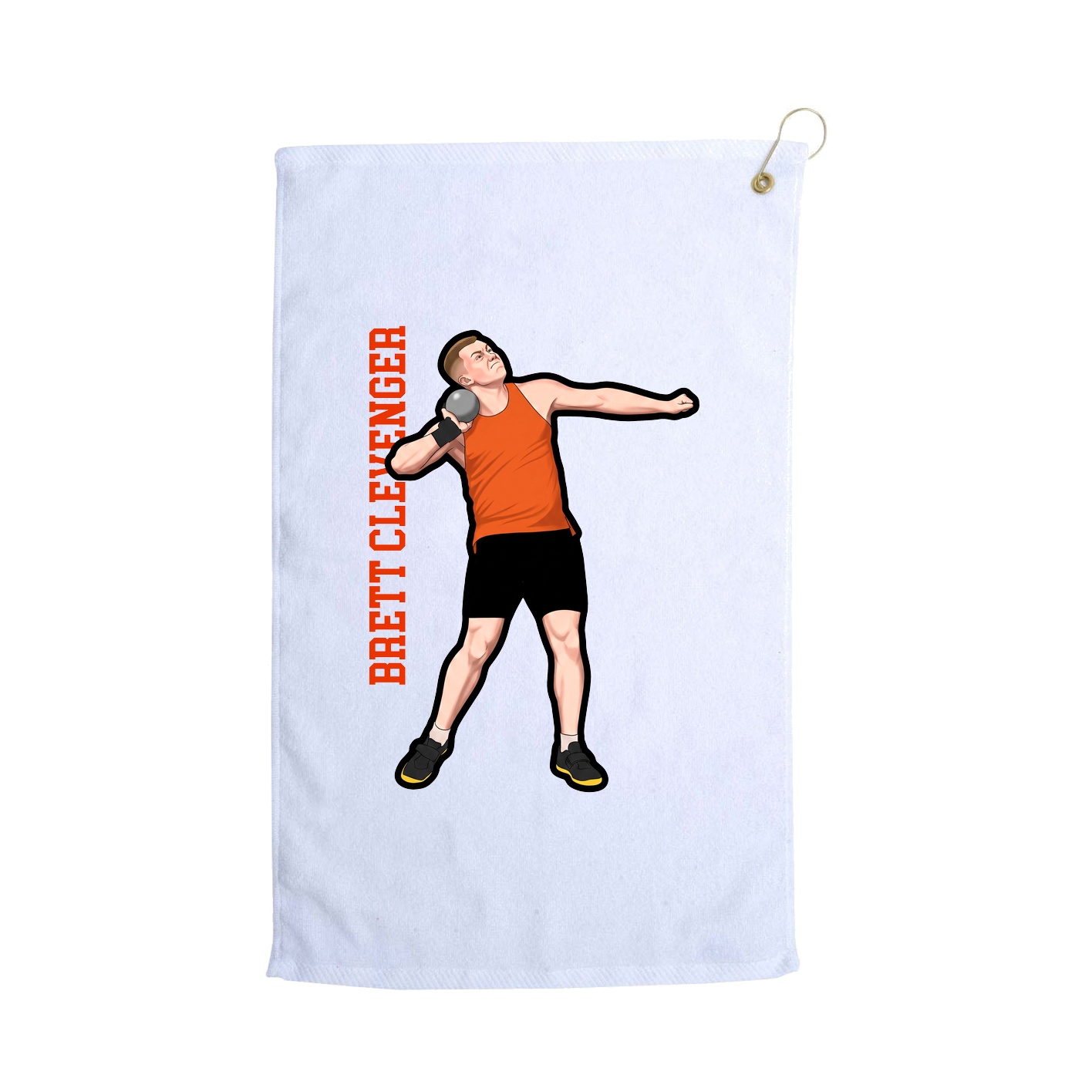 Golf Towel — Name Vertical in White