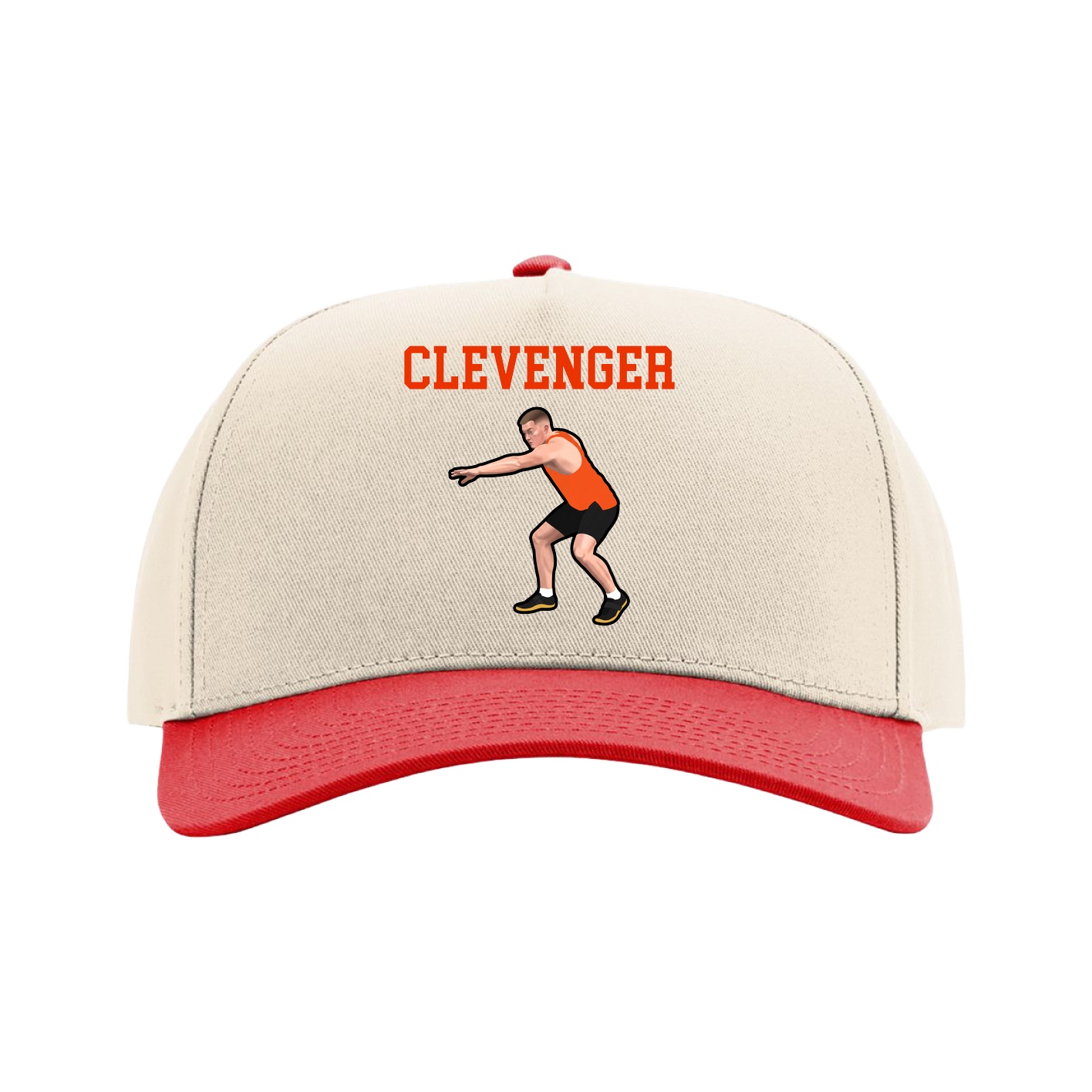 Full Fabric Five-Panel Champ Cap — Shirsey in Cream/Red