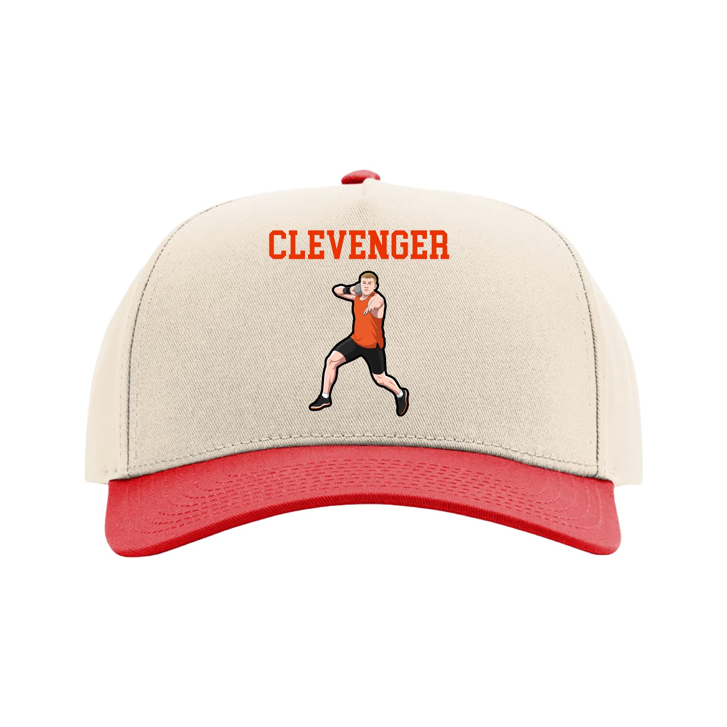 Full Fabric Five-Panel Champ Cap — Shirsey in Cream/Red