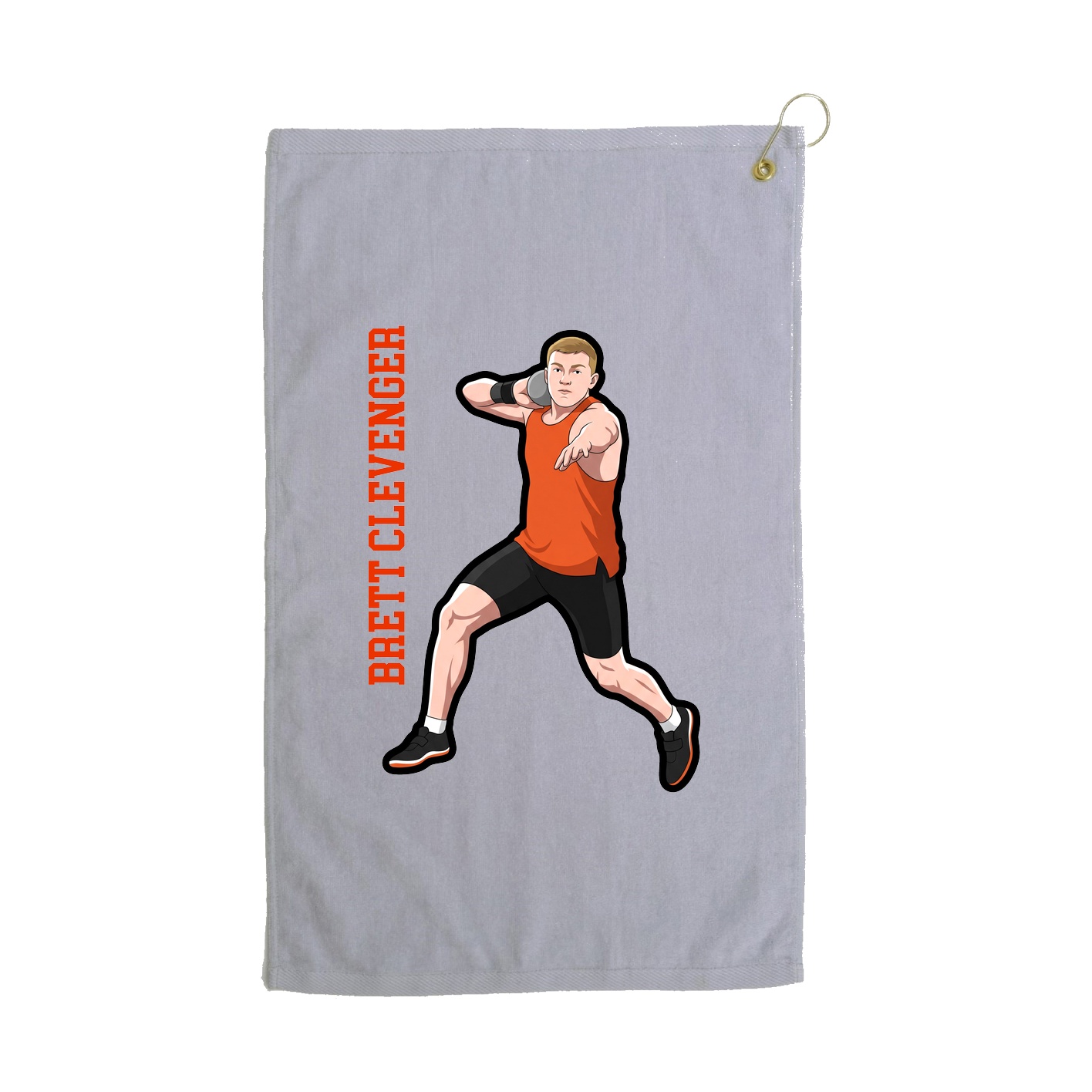 Golf Towel — Name Vertical in Grey