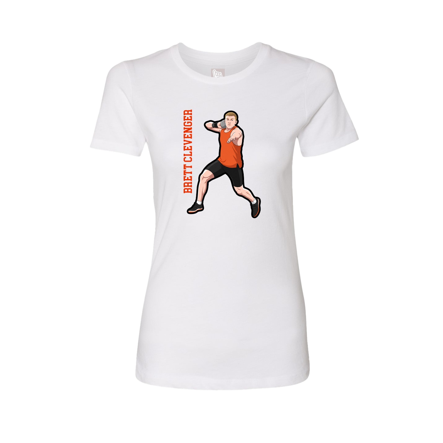 Fitted Women's Tee — Name Vertical in White