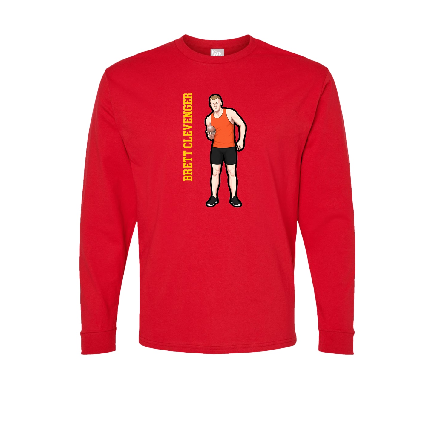 Long Sleeve Tee — Name Vertical in Red
