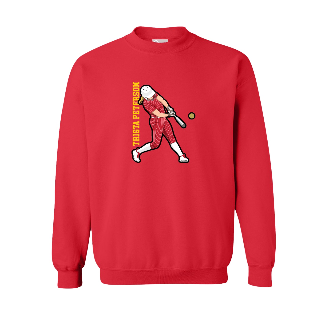Fleece Crew — Name Vertical in Red