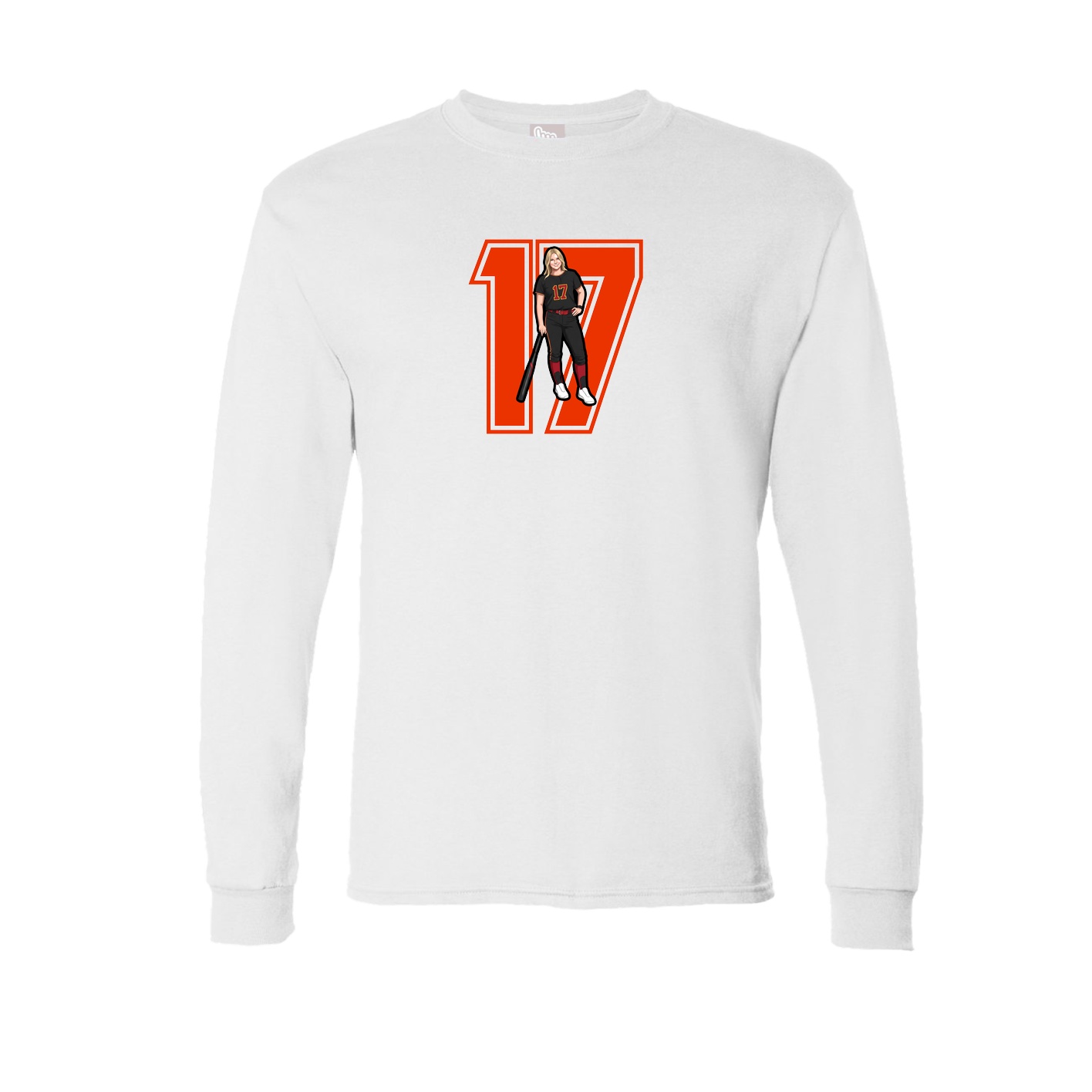 Long Sleeve Tee — Number in White