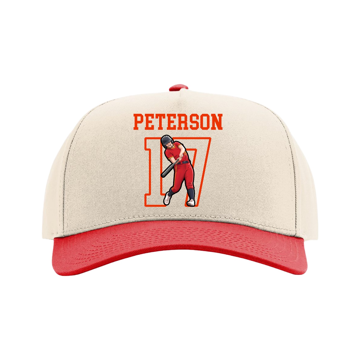 Full Fabric Five-Panel Champ Cap — Shirsey in Cream/Red
