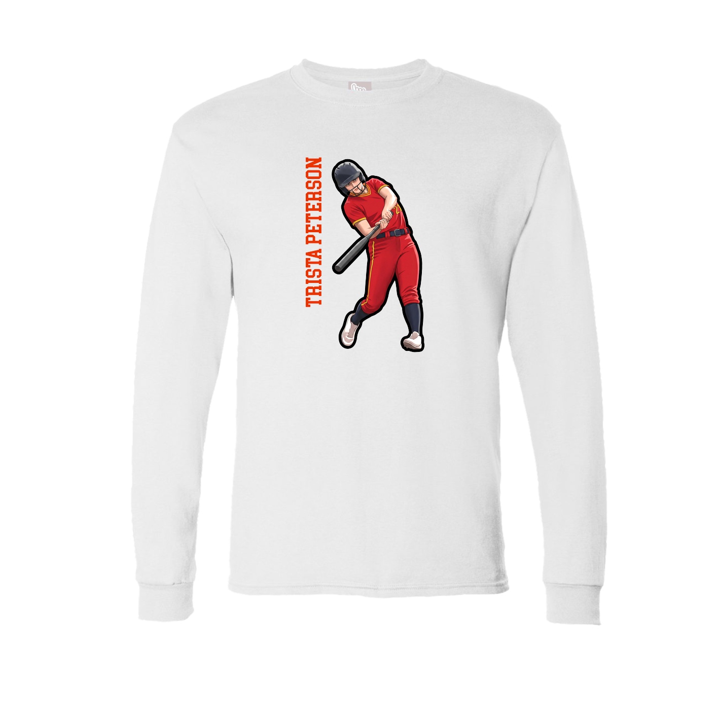 Long Sleeve Tee — Name Vertical in White