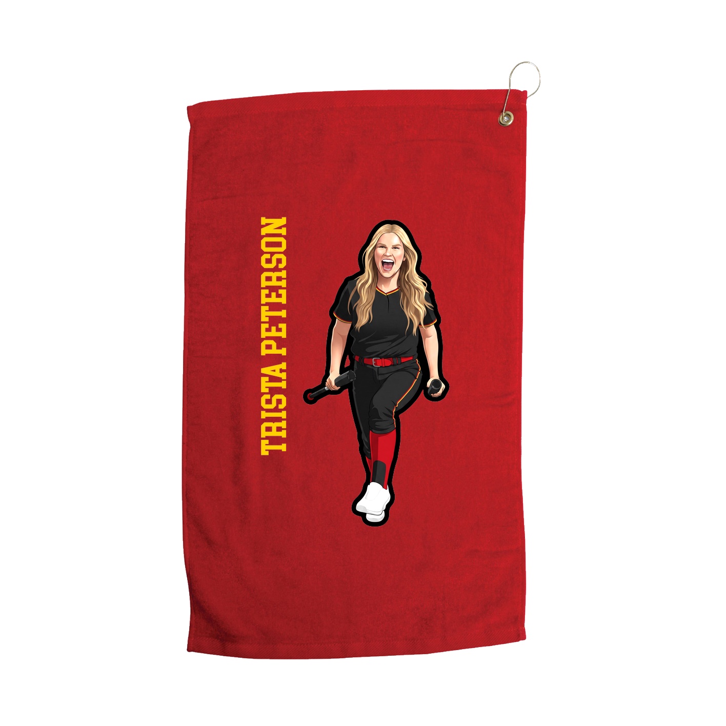 Golf Towel — Name Vertical in Red