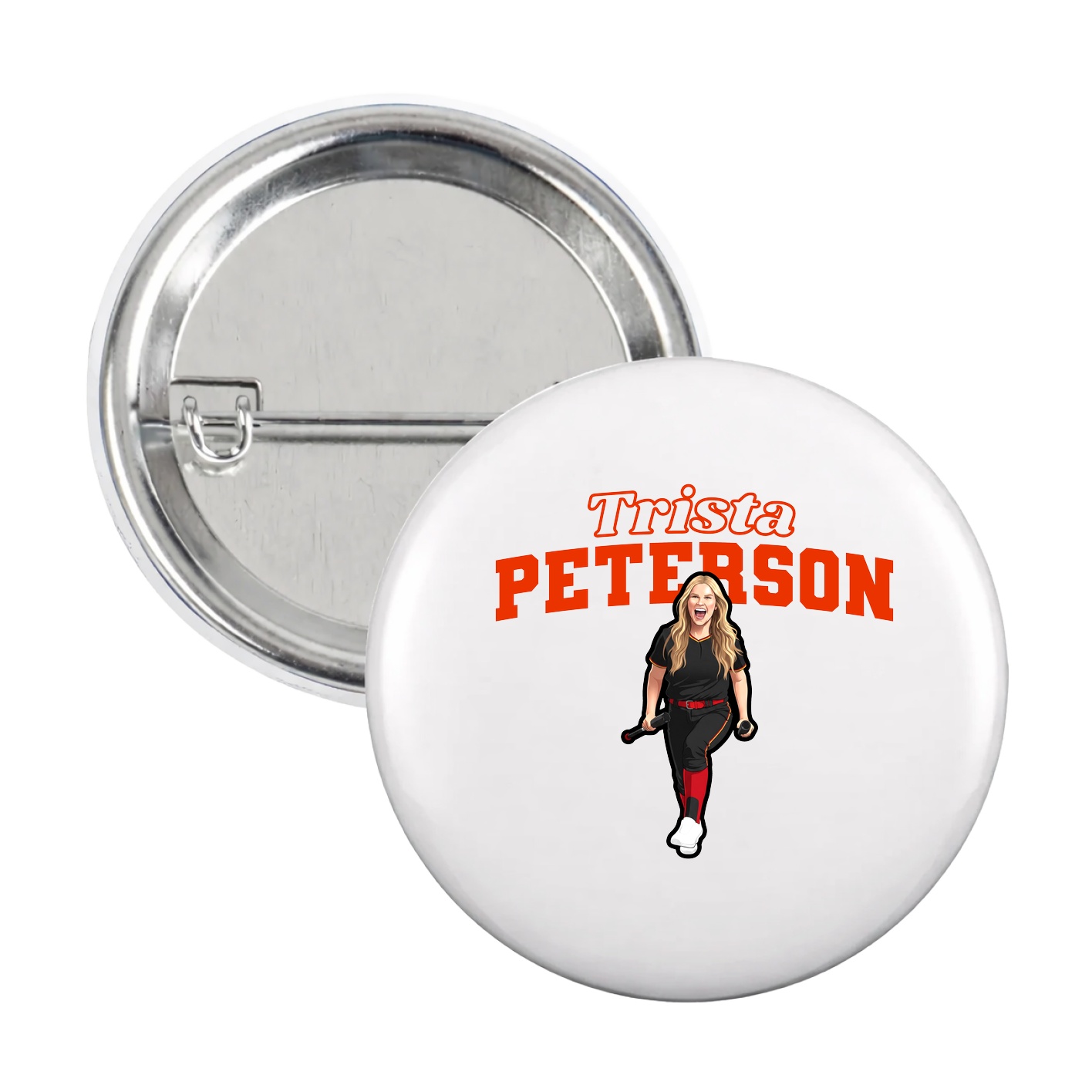 Game Day Button — Name Arch in White