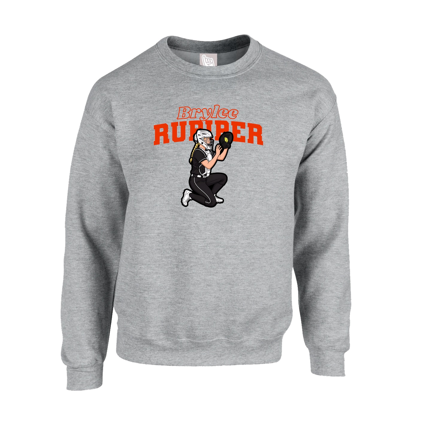 Fleece Crew — Name Arch in Grey