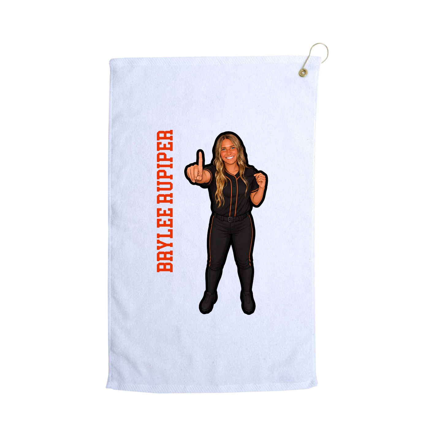 Golf Towel — Name Vertical in White