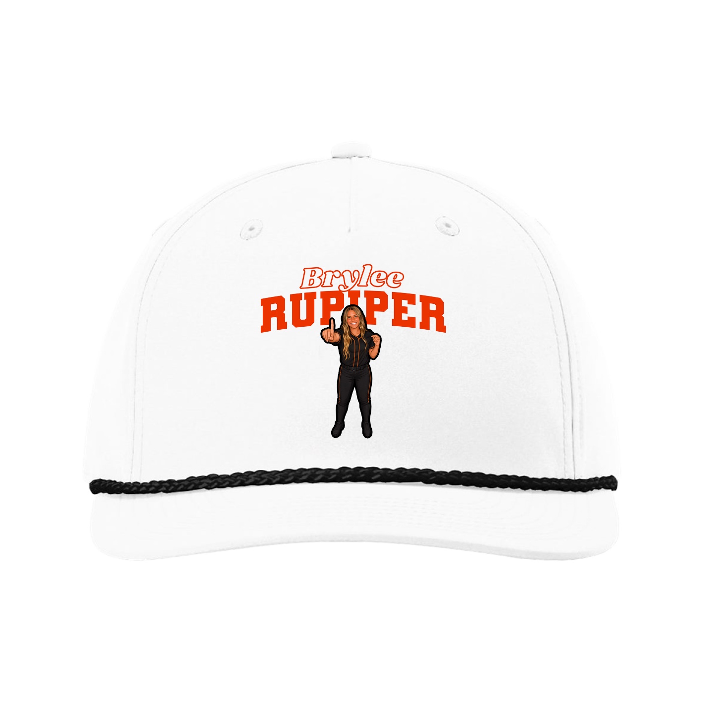 Five-Panel Classic Rope Cap — Name Arch in White