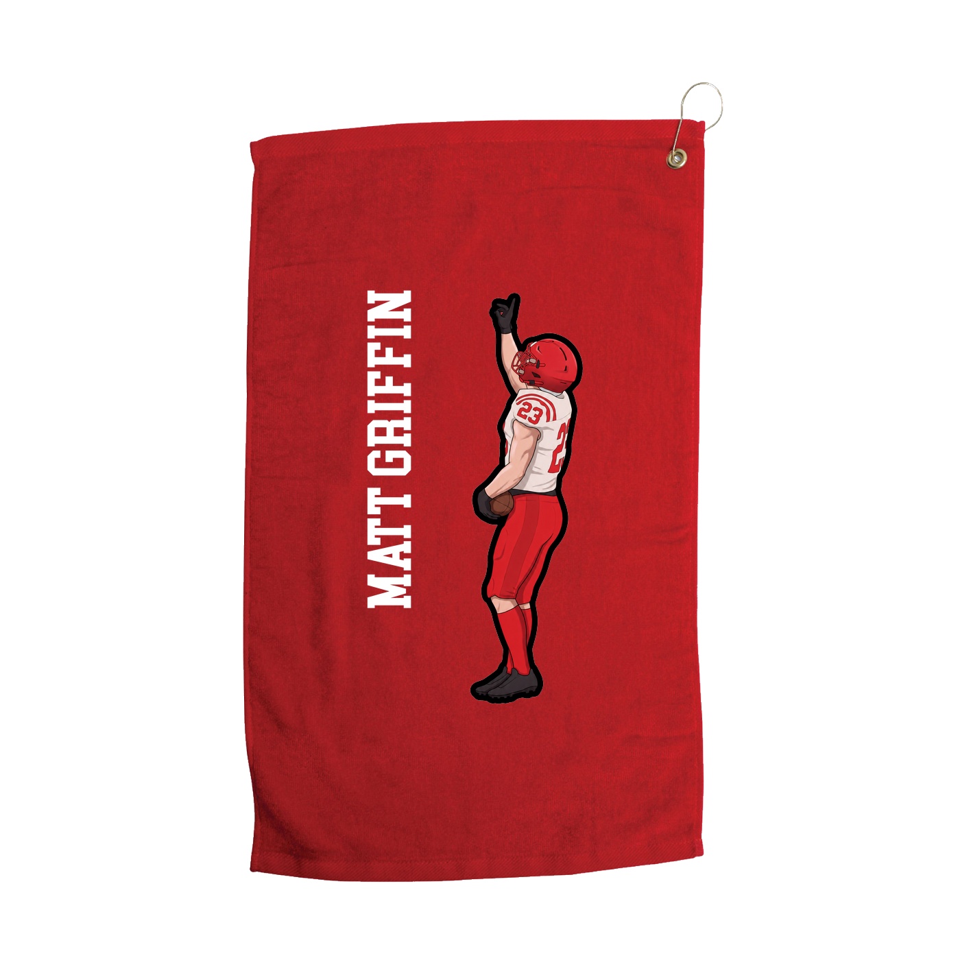 Golf Towel — Name Vertical in Red