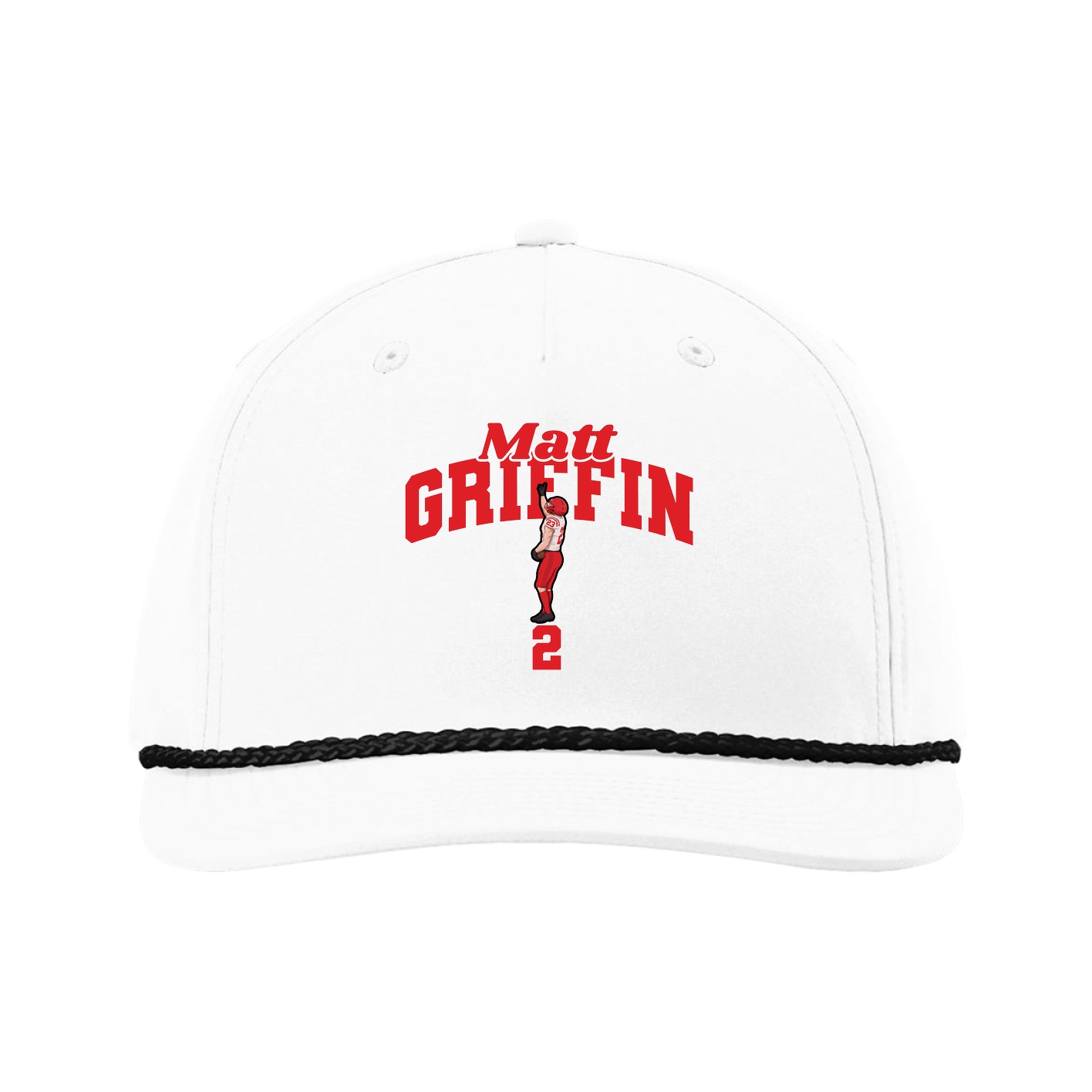 Five-Panel Classic Rope Cap — Signature Arch in White