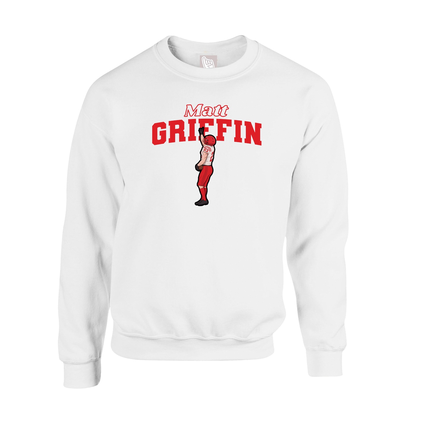 Fleece Crew — Name Arch in White