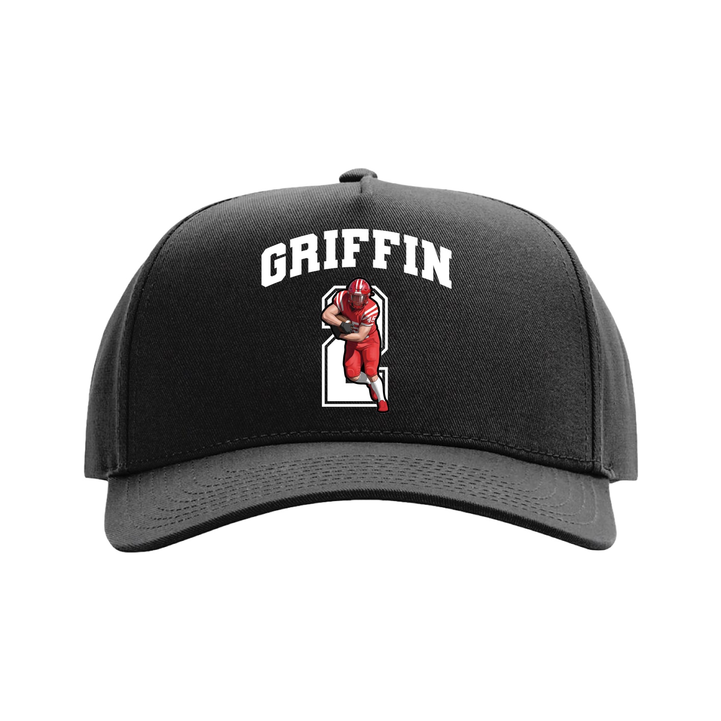 Full Fabric Five-Panel Champ Cap — Number in Black