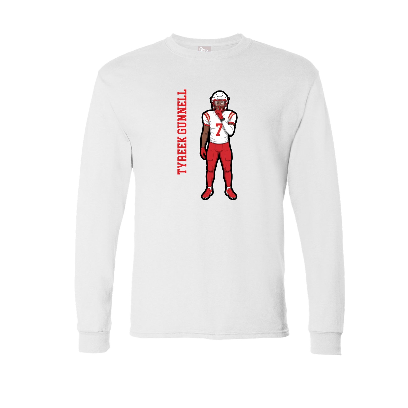 Long Sleeve Tee — Name Vertical in White