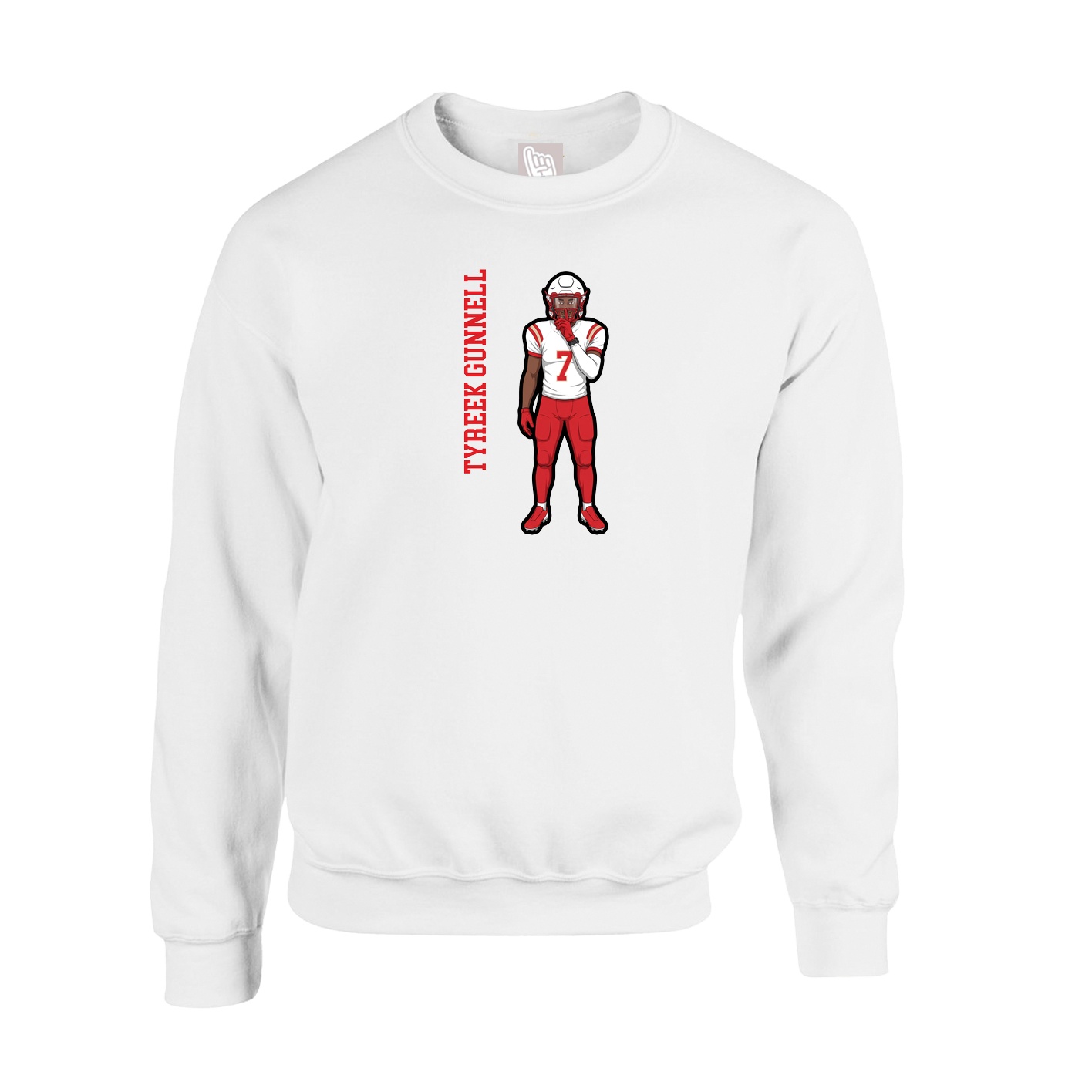 Fleece Crew — Name Vertical in White