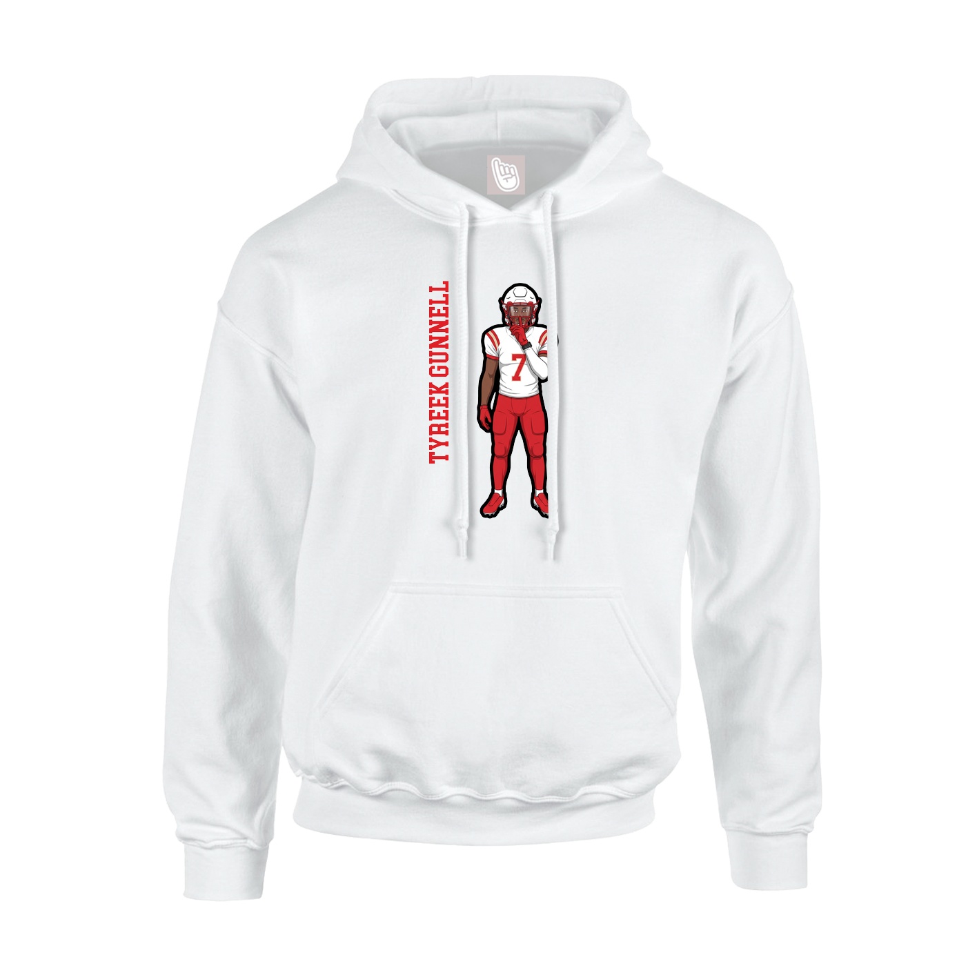 Youth Hoodie — Name Vertical in White