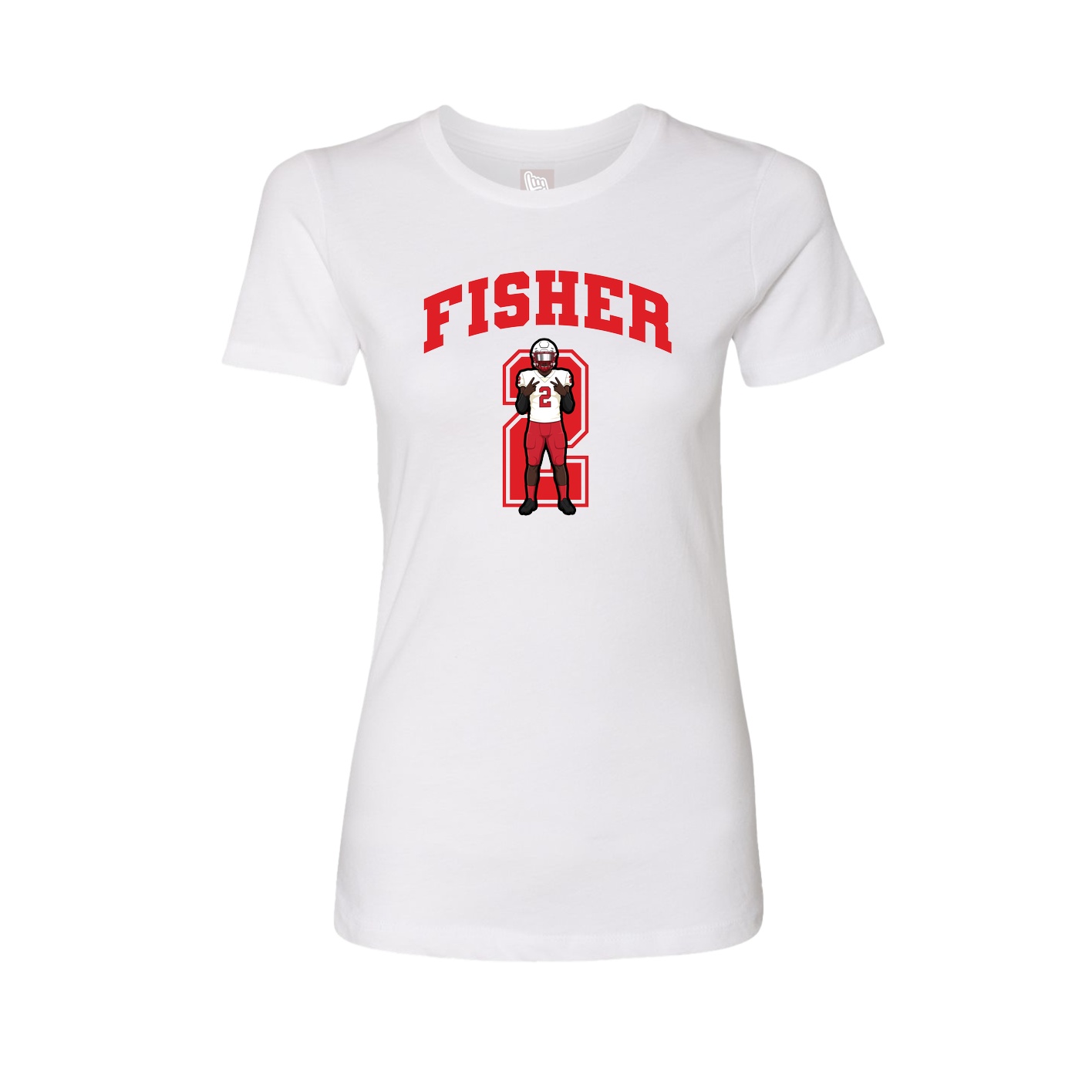 Fitted Women's Tee — Number in White